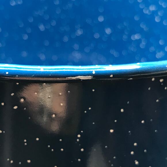 Vintage Blue Speckled Enamelware Camping Set - Pot with Lid Bowls Plates Spoons - Picture 5 of 11